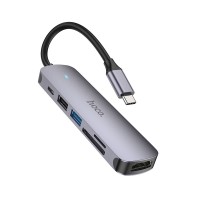  Adapteris HB28 Type-C multi-function converter HDMI+USB3.0+USB2.0+SD+TF+PD grey 